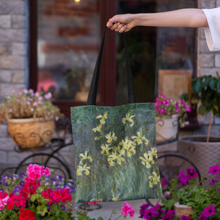 Lina vai kokvilnas auduma maisiņš «Yellow Irises - 1917» | Kolekcija «Claude Monet»