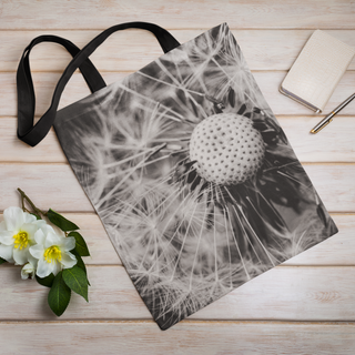 Lina vai kokvilnas auduma maisiņš «Noziedējusi pienene» | Kolekcija «Melnbalts»