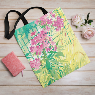 Lina vai kokvilnas auduma maisiņš «Žogs ar smalkiem ziediem» | Kolekcija «Aquarello»