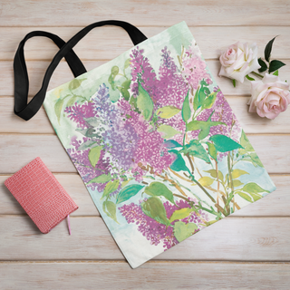 Lina vai kokvilnas auduma maisiņš «Skaistie ceriņu ziedi» | Kolekcija «Aquarello»