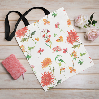 Lina vai kokvilnas auduma maisiņš «Smalkie ziedi uz balta fona» | Kolekcija «Aquarello»