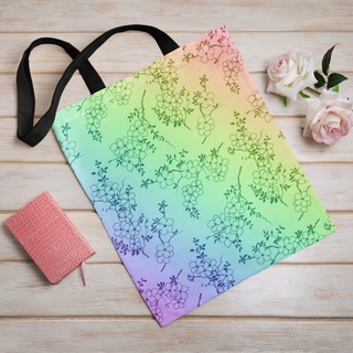 Lina vai kokvilnas auduma maisiņš «Varavīksnes ziedu raksts» | Kolekcija «Aquarello»