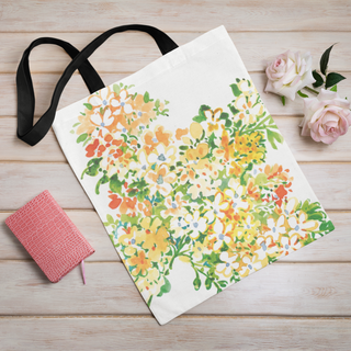 Lina vai kokvilnas auduma maisiņš «Romantiskie ziedi» | Kolekcija «Aquarello»