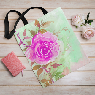 Lina vai kokvilnas auduma maisiņš «Violetā roze» | Kolekcija «Aquarello»