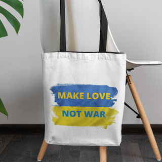 Lina vai kokvilnas auduma maisiņš «Make love, not war» | kolekcija «Par Ukrainu»