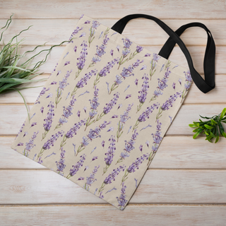 Lina vai kokvilnas auduma maisiņš «Smalkie ziediņi uz bēša fona» | Kolekcija «Lavandu zeme»