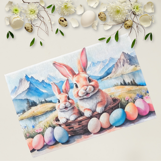 Lina dvielis - galda dekors | Zaķu ģimenes pikniks