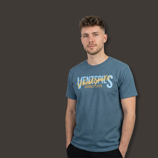 Kokvilnas T-krekls "Ventspils. Anno 1378." | Indigo zils